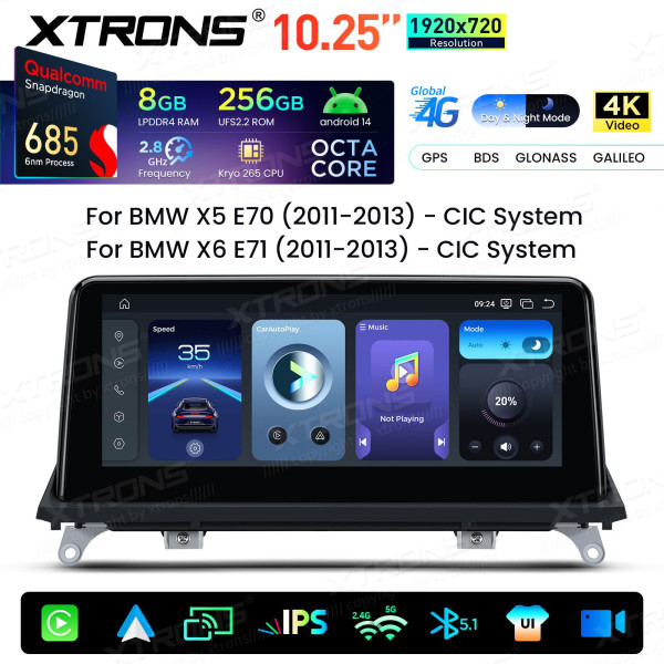 Xtrons | QWBX14X5CI | BMW X5 E70 | CIC | Snapdragon 685 | 8 GB RAM | 256 GB | 10,25"