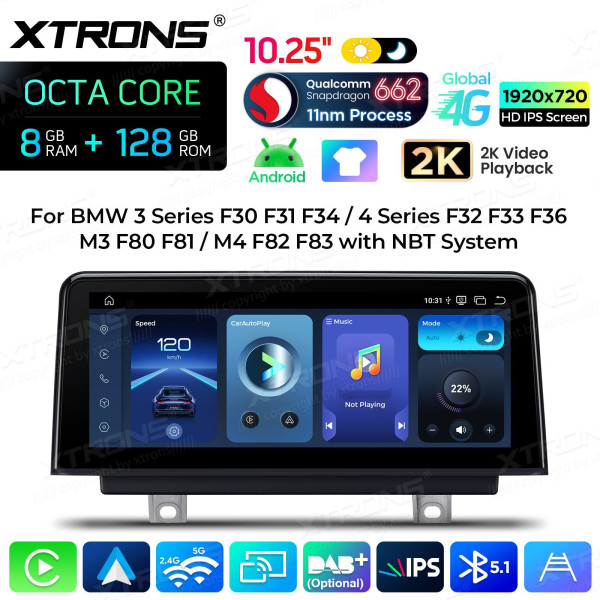 Xtrons | QBBH14NBTH | BMW 3er 4er F3x | NBT | Snapdragon | 8 GB RAM | 128 GB | 10,25 Zoll