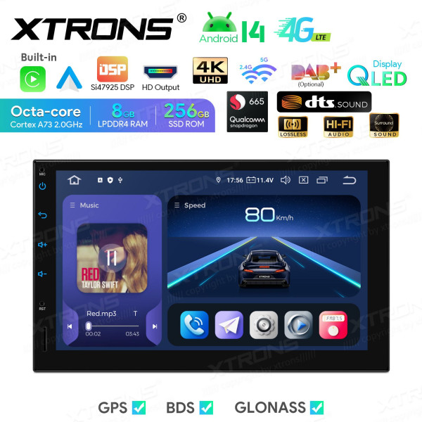 Xtrons Autoradio TIQ742P | Universal | Android 14 | 8 GB RAM 256 GB ROM | SD665 | QLED