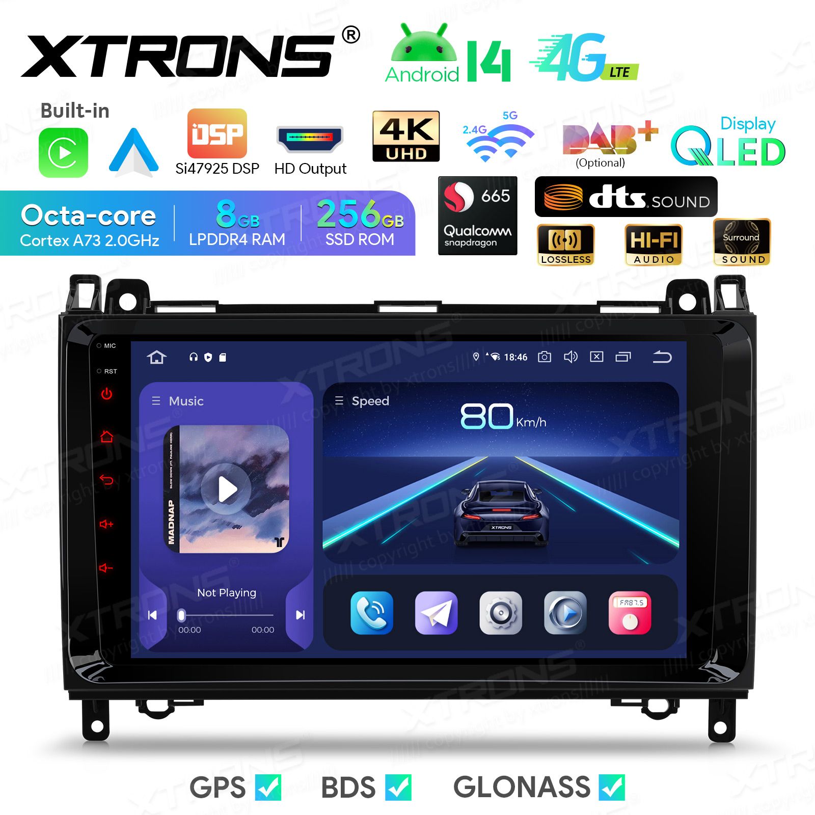 Xtrons | IQP94M245P | Android 14 | Snapdragon | 8 GB RAM | 256 GB