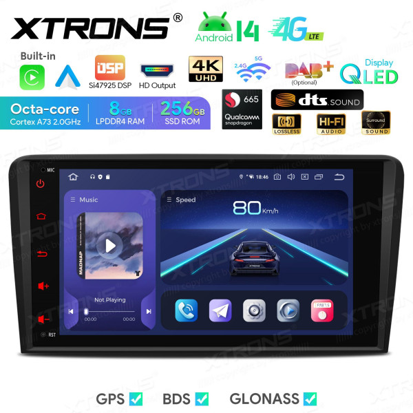 Xtrons | IQ84A3AP | Audi A3 8P | Android 14 | Snapdragon | 8 GB RAM | 256 GB | 8"