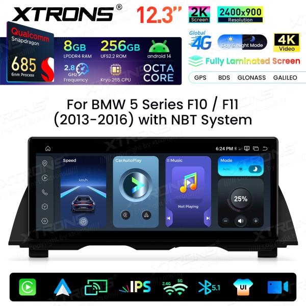 Xtrons | QWBX24NB12FV | BMW 5er F10 | NBT | Snapdragon 685 | 8 GB RAM | 256 GB | 12,3 Zoll