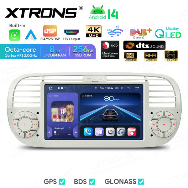 Xtrons | IQ7450FLCP | Fiat 500 | Android 14 | Snapdragon | 8 GB RAM | 256 GB | 7"