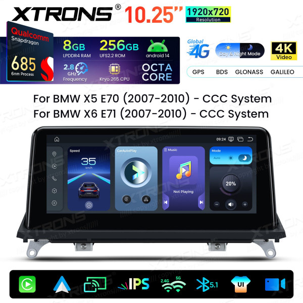 Xtrons | QWBX14X5CC | BMW X5 E70 | CCC | Snapdragon 685 | 8 GB RAM | 256 GB | 10,25"