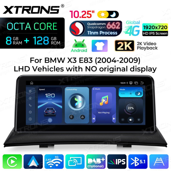Xtrons | QBBH14X3UNL | BMW X3 E83 | Snapdragon | 8 GB RAM | 128 GB | 10,25"
